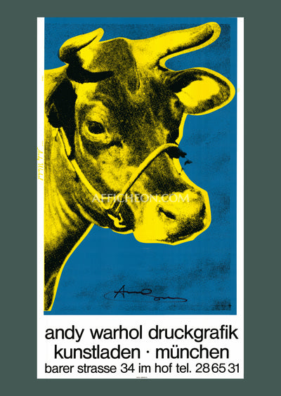 Andy Warhol: 'Cow Wallpaper (Blue/Yellow)' 1983 Silkscreen (Hand-signed)