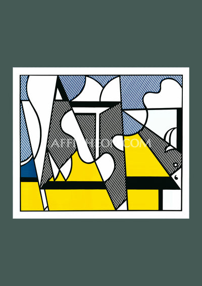 Roy Lichtenstein: 'Cow Going Abstract' 1982 Offset-lithograph Triptych Set