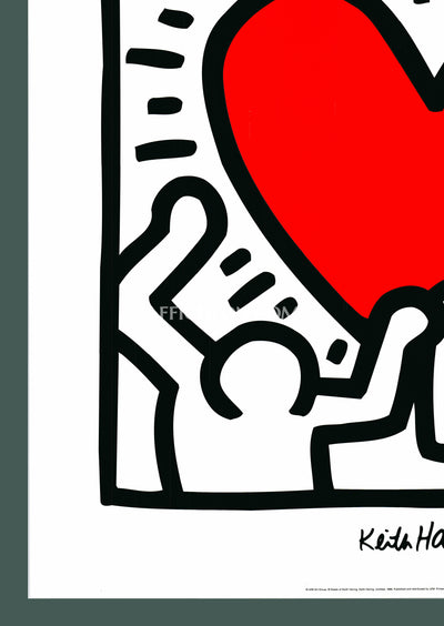 Keith Haring: 'Untitled (Figures with Red Heart)' 1988 Offset-lithograph