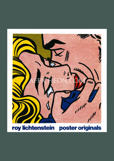 Roy Lichtenstein: 'Kiss V' 1990 Offset-lithograph