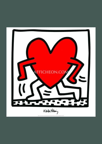 Keith Haring: 'Untitled (Red Running Heart)' 1984 Offset-lithograph